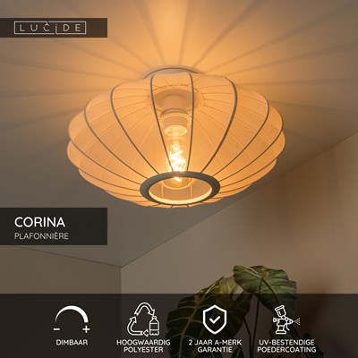 Lucide CORINA - Plafonnière - Ø 40 cm - 1xE27 - Beige